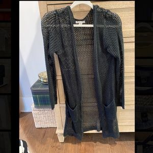Long length black knit cardigan, S
